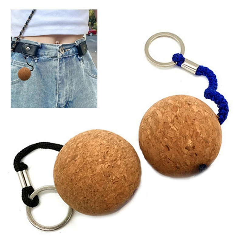 Wooden Floating Cork Ball Key Ring Sailing Boat Float Buoyant Rope
