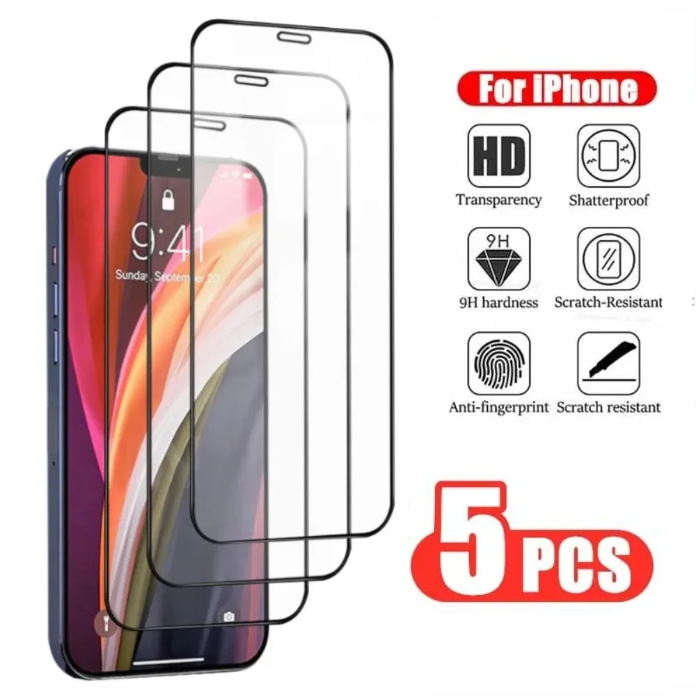 

Защитное стекло, закаленное стекло для IPhone 14 Pro Max 13 12 Mini 15 Pro Max 7 8Plus XS MAX XR, 5 шт.
