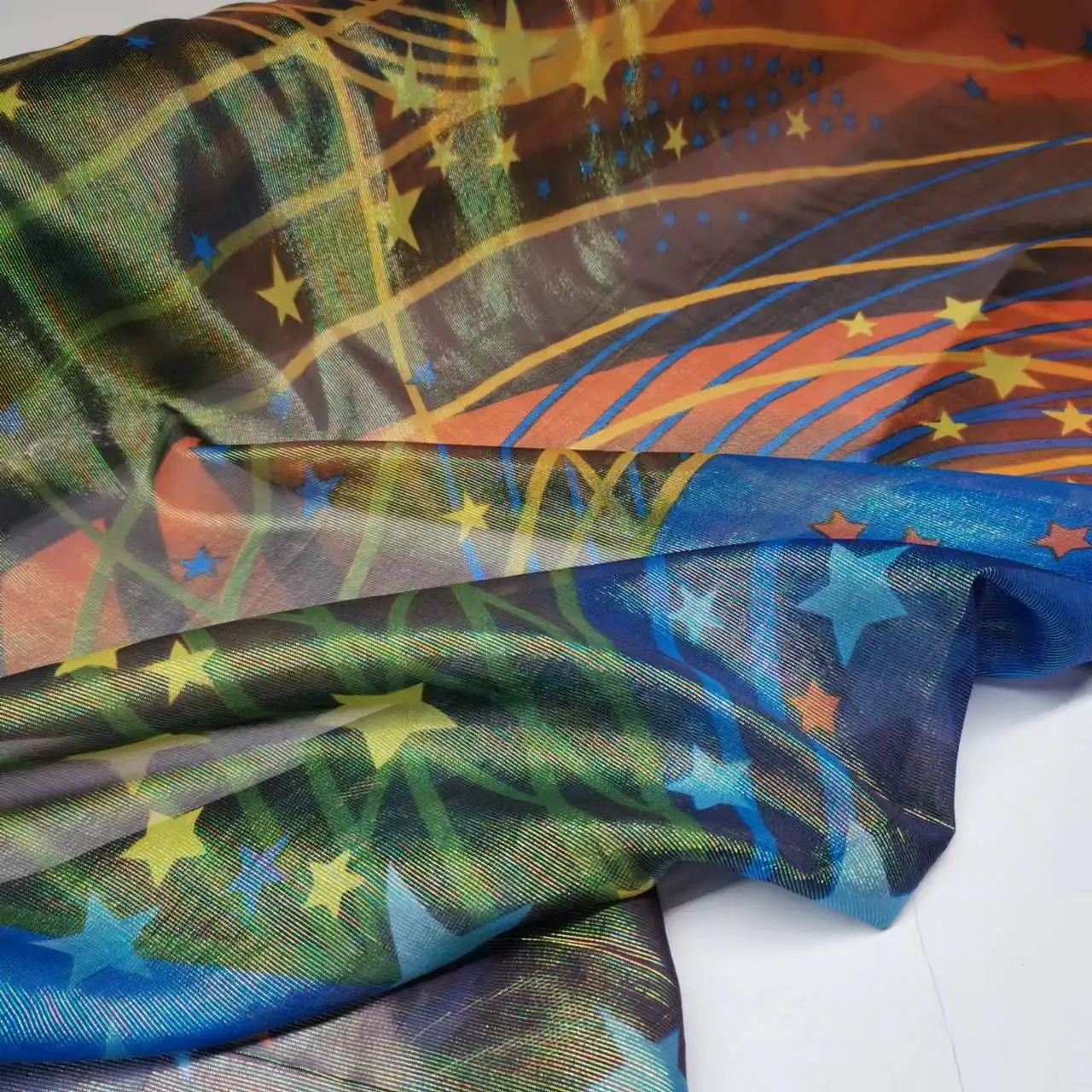 

On Sale Colorful Bling Silk Somalia Dirac Fabric Soft DIY Saree Cloth Dress Scarf Material