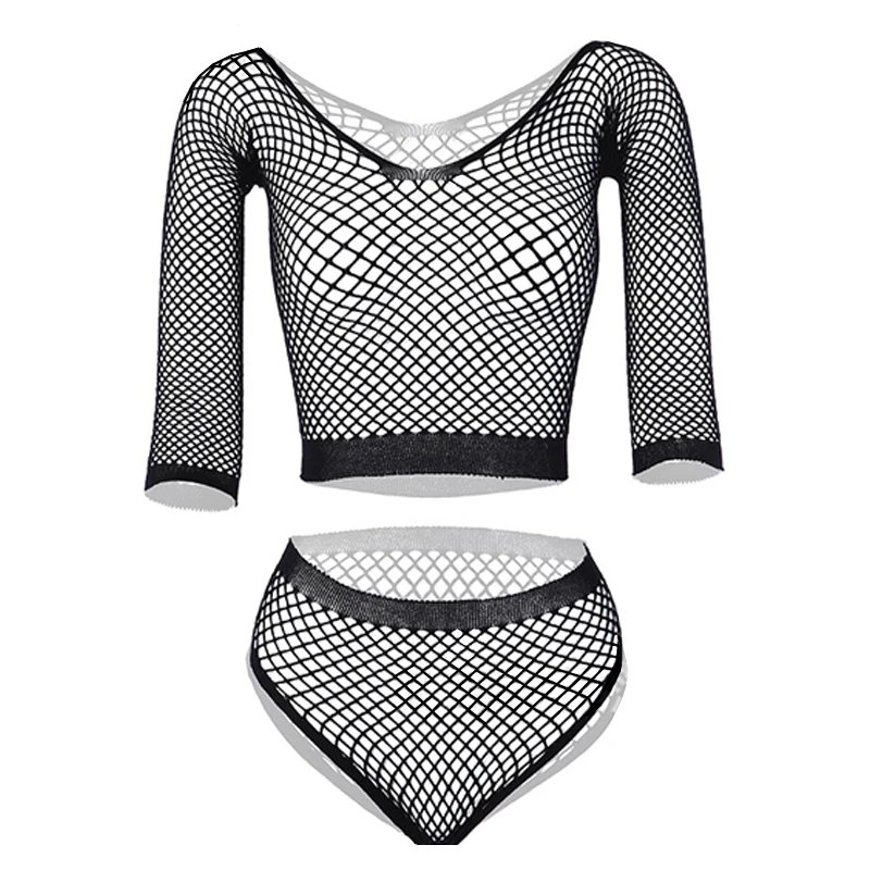 Female Long Sleeves Fantasy Lingerie Sets Babydoll Temptation Stripper Clothes Sexy Women Bikini Plus Size Fishnet_voghion.com
