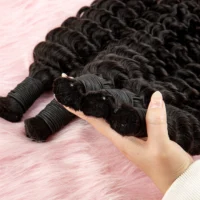 Cheveux humains naturels à tresser 26 28 pouces, ondulation profonde, en vrac, pour tresses bohèmes, sans trame, extensions de cheveux bouclés vierges 16A 4
