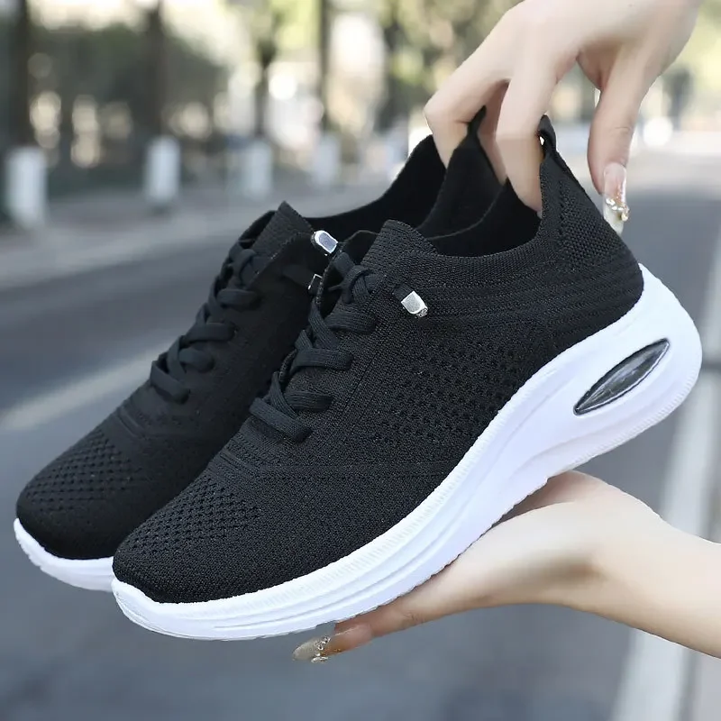 2025 Spring/Summer New Thick soled Knitted Sports Shoes - Running Shoes Fashion Sports Women's Shoes sneakers women 4