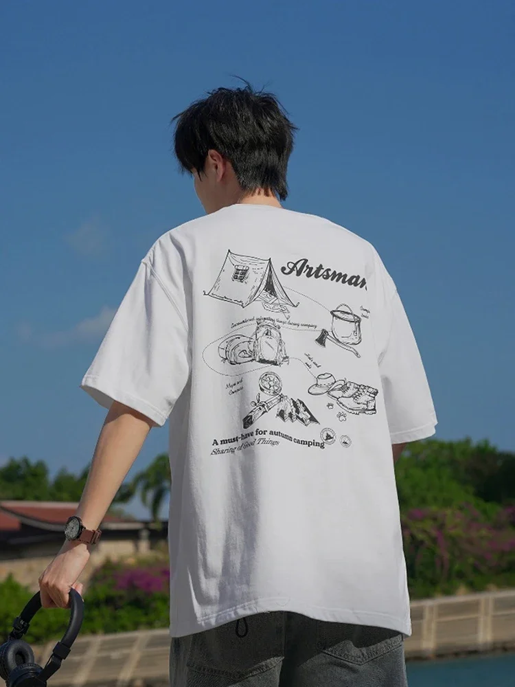 thumbnail image 1 of Camisetas de manga corta con estampado gráfico de verano para hombre, camiseta de algodón de gran tamaño con cuello redondo, camiseta de moda de calle, ropa Y2K, 1 of 5