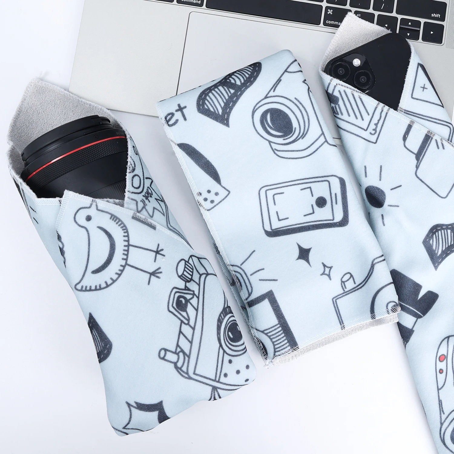 Camera Cover Protective Wrap Cloth Self-Adhesive Magic Folding Cleaning Camera cloth Microfiber Storage Bag for Sony Nikon 5