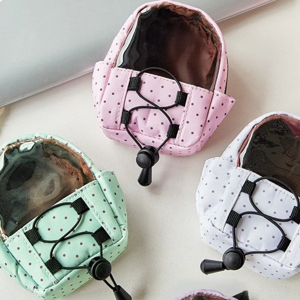 Nuova Borsa Portaoggetti a Pois, Trasparente, a Bocca Larga, Portatile, Facile Accesso, Portamonete in PVC, Accessorio per Zaino - immagine 2