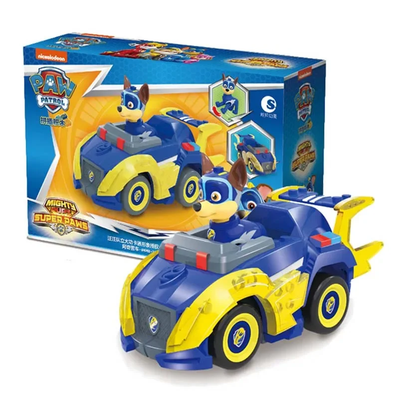 Anime Original Paw Patrol Cars Rescue Mighty Super Building Blocks Toys for Children Christmas Gift