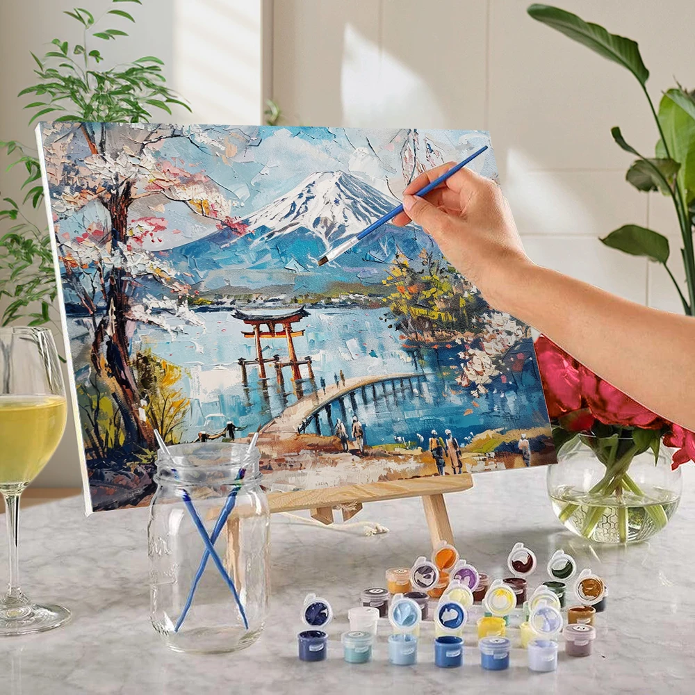 후지 산 DIY 손으로 그린 그래피티 그림, 엄선된 명절 선물, 휴일 레저 창조에 적합, 1 개