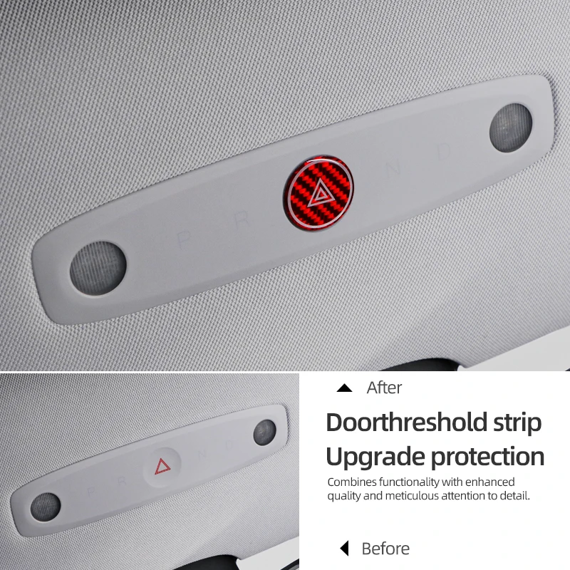 Tesla 2019-모델 3 하이랜드 모델 Y 주니퍼 탄소 섬유 비상 조명 버튼 트림 스티커 자동차 인테리어 튜닝 액세서리