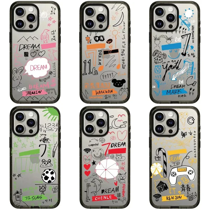 

Korean Fashion Dream Graffiti 2.0 Acrylic Black Border Magnetic Phone Case Cover for IPhone 11 12 13 14 15 Pro Max Case