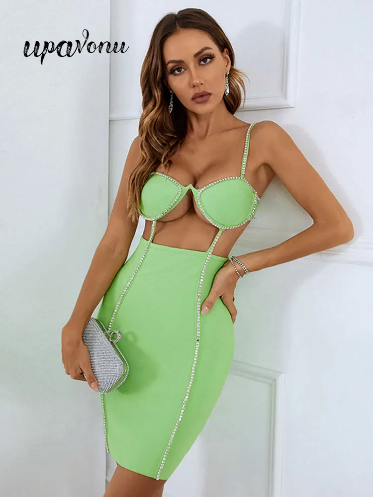 Women Sexy Backless Design Sleeveless Bodycon Bandage Dress 2025 Celebrity Elegant Evening Club Party Luxury Birthday Dresses