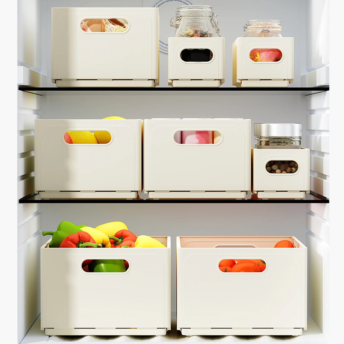 WORTHBUY Multi-functional Foldable Plastic Storage Box Kitchen Storage Organization Seasoning Jar Organizer Box Food Contianer 4
