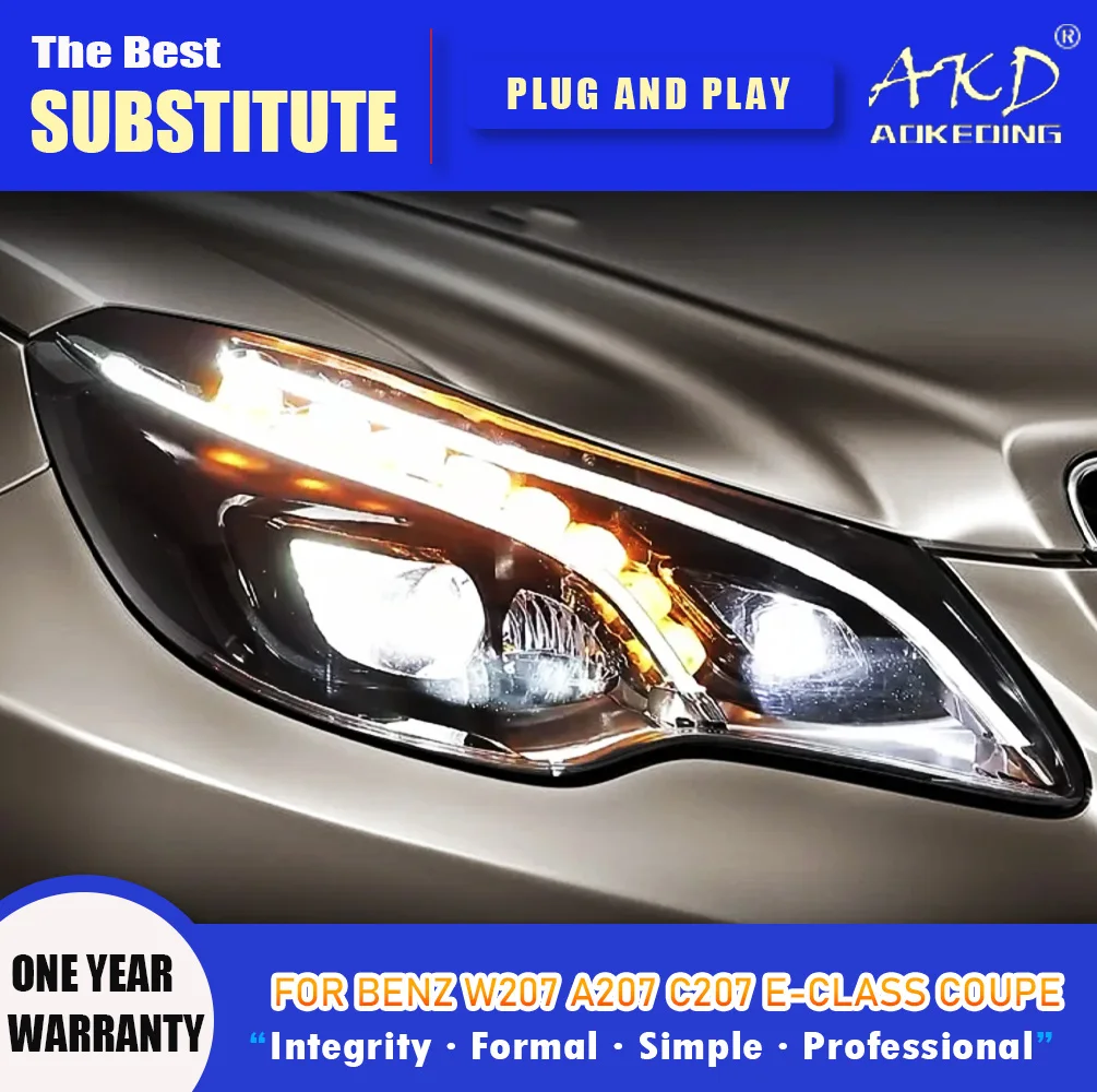 

AKD Head Lamp for BENZ W207 A207 C207 E-Class Coupe LED Headlight 2009-2017 DRL Turn Signal High Beam Angel Eye Projector Lens