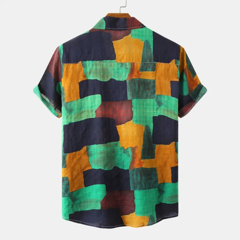 SZYL-Summer New Popular Men's Beach Shirt Hawaiian Printed Short Sleeve Printed Shirt