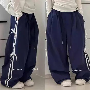 Girls Spring Pants Kids Bow Tie Sweatpants Autumn Sweet Fashion Trousers New Striped Casual Bottoms Children Loose Underwear
