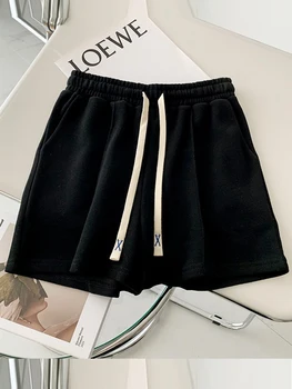 AOSSVIAO 2025 سراويل صيفية للسيدات مرنة جميلة للفتيات على الطراز الكوري سراويل هاراجوكو بسيطة باللون الرمادي النقي للسيدات 6