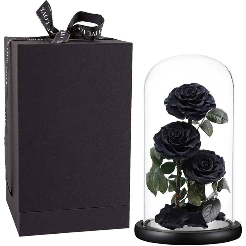 

Handmade Preserved Real Rose in Glass Dome, Black Roses Never Withered, Gifts for Her, Valentine's Day, Mother's Day, Birthday