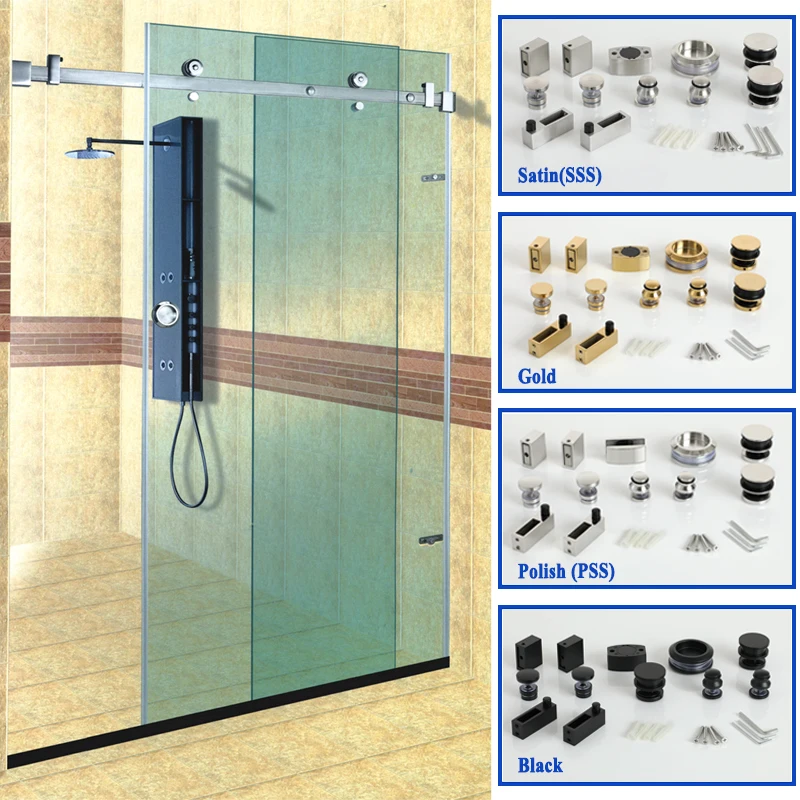 High Quality 1Set 304 Stainless Steel Glass Sliding System Shower Room Sliding door Glass Door Hardware Bathroom  Accesoories