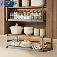Stainless Steel Shelves Adjustable Spice Stand Storage Room Kitchen Metal Expansion Cabinet Kitchen Hanging Seasoning Rack 6