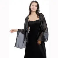 Solid Color Silky Shawls and Wraps Fashion Sunscreen Soft Evening Dress Scarf Wraps Transparent Organza Wedding Bridal Shawl 2