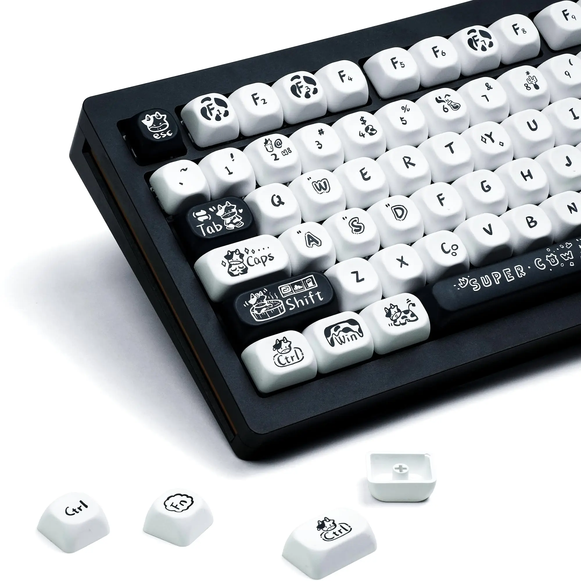Pbt Keycaps Customs Dye Sub Key Caps 61 87 104 Cherry mx Switch Gaming Teclado Mecânico 132 Teclas Perfil Moa Preto Branco Pbt