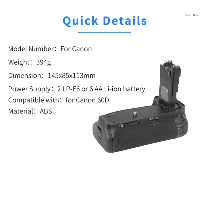 Extended Vertical Battery Grip Holder Handgrip for DSLR BG-E9 LP-E6 60D 60Da Cameras Quick Release
