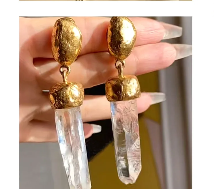 Vintage Chunky Long Clear Bar Drop Earrings For Women Jewelry Runway Party T Show Fancy Trendy Boho INS Japan Korea