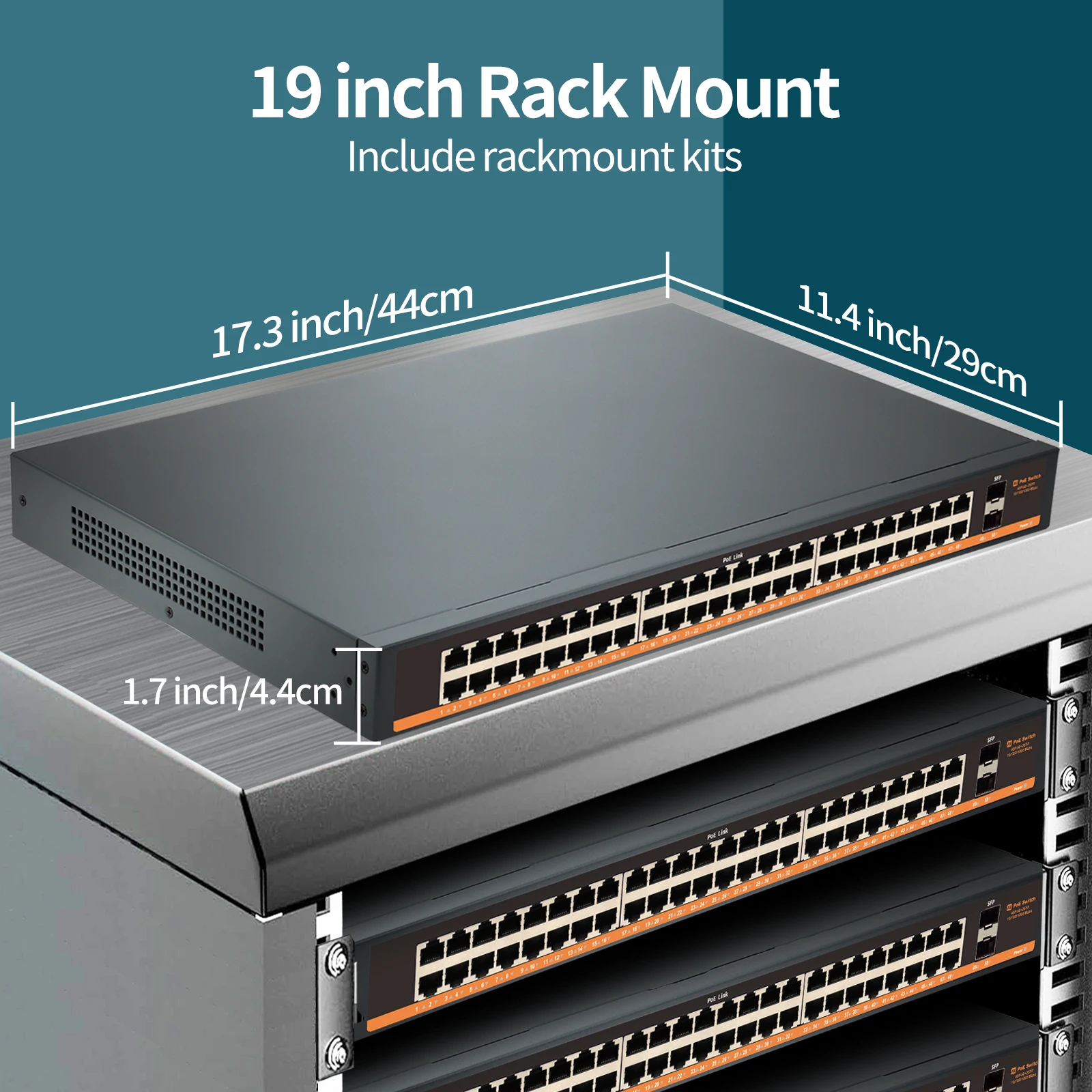 Gigabit POE spínač 48 porty plný gigabit ethernetový spínač 10/100/1000mbps 800W sit' spínač ieee802.3af/at unmanagement