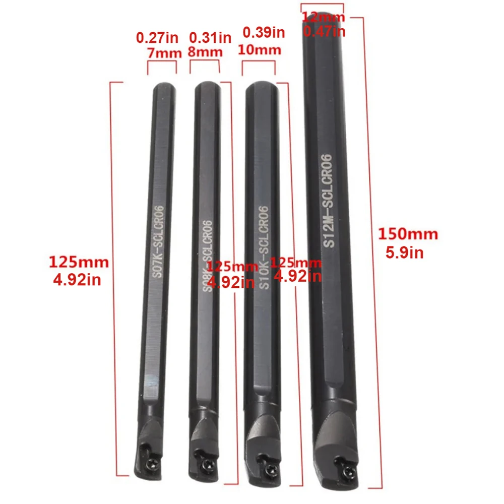 7/8/10/12mm SCLCR Shank Lathe Turning Tool Holder Boring Bar CCMT 0602 Inserts Blades Lathe Cutter CNC Metal Turning Tool Holder