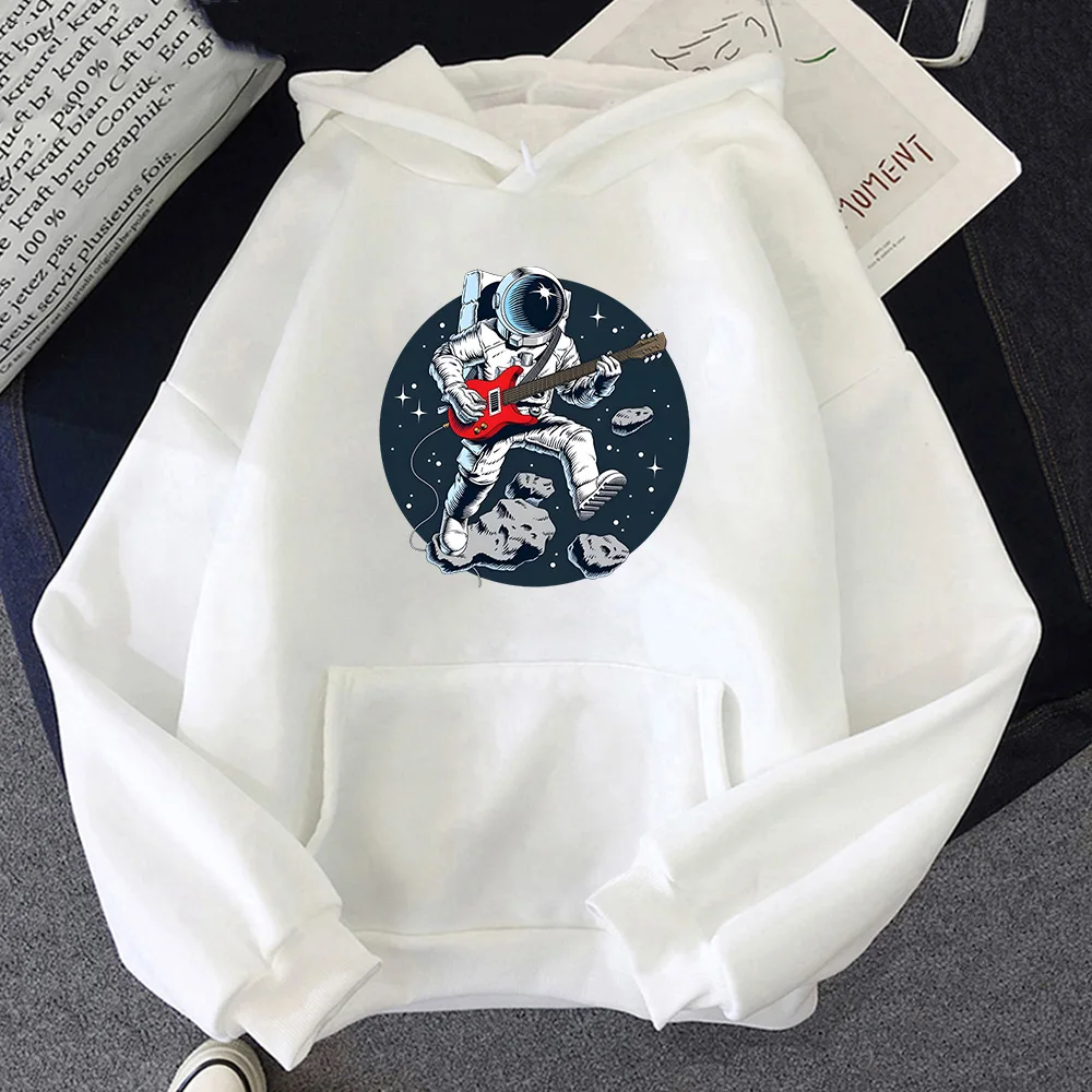 

Space Travel Astronaut Playing Guitar Graphic Hoodie Fleece Autumn Winter Sweatshirt Men/women Casual Long Sleeve Pullover Tops