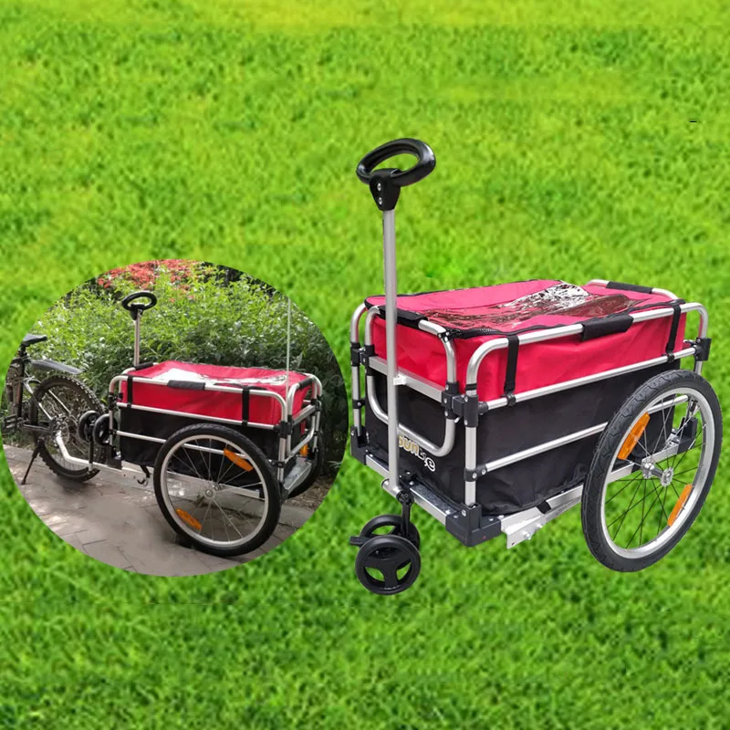 Aluminum Alloy Dual Hand Pulled Cargo Cart Multifunctional Multipurpose Bike Child Cargo Trailer