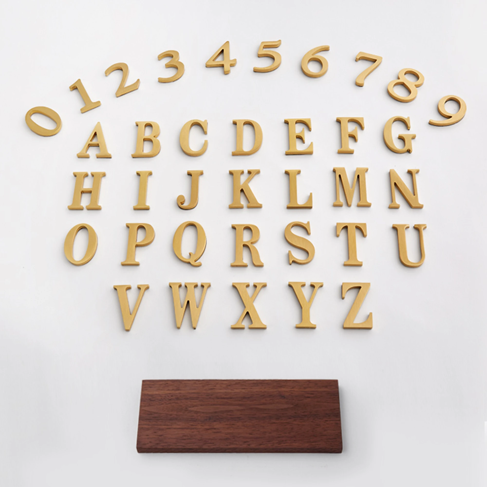 House Number Signs Solid Brass Number 0-9 Letters English Alphabet Wall Adhesive