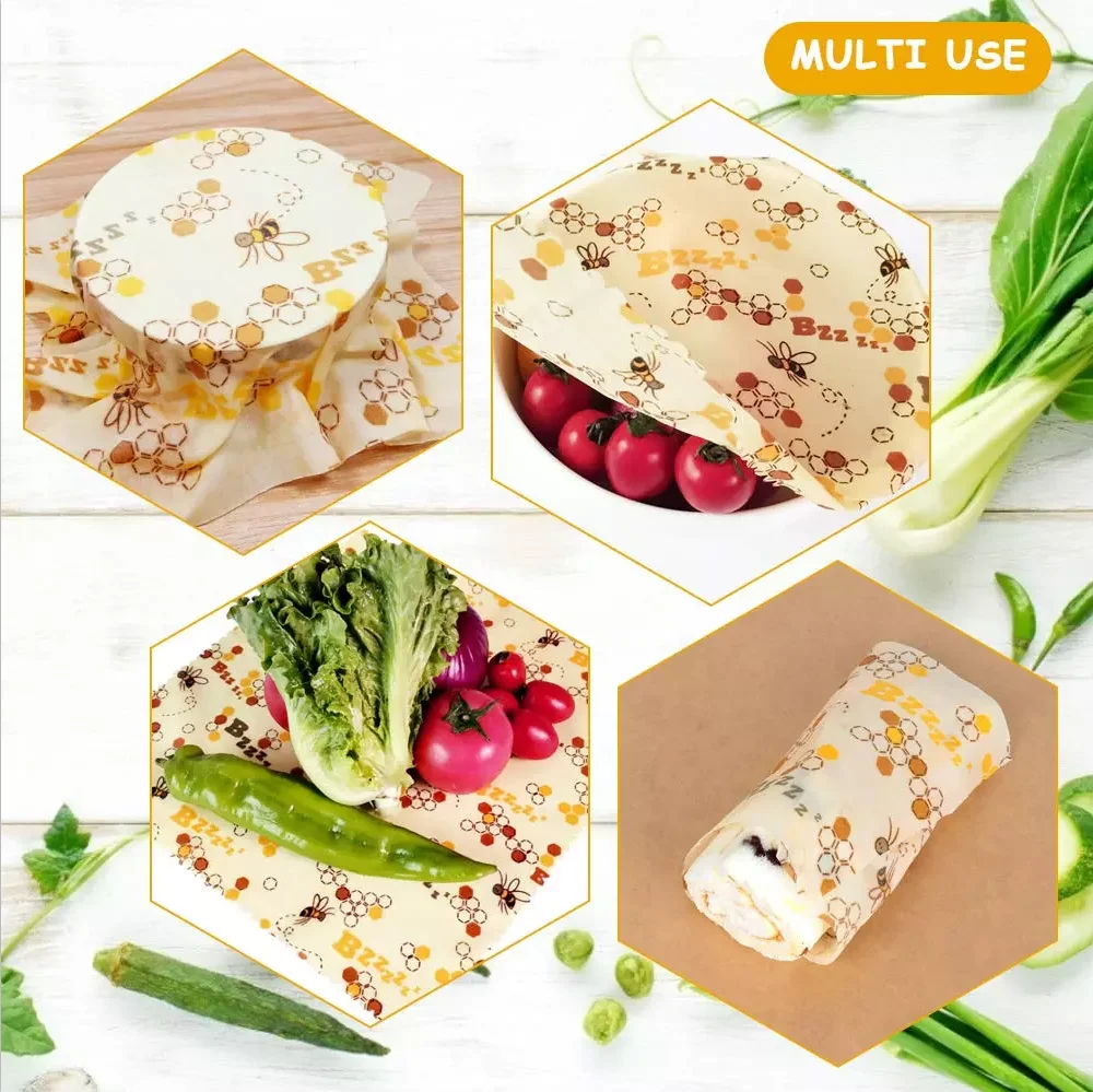 Beeswax Food Wrap Zero Waste Reusable Storage Wrap Sustainable Organic Sandwich & Cheese Food Wrapping Paper BPA & Plastic Free
