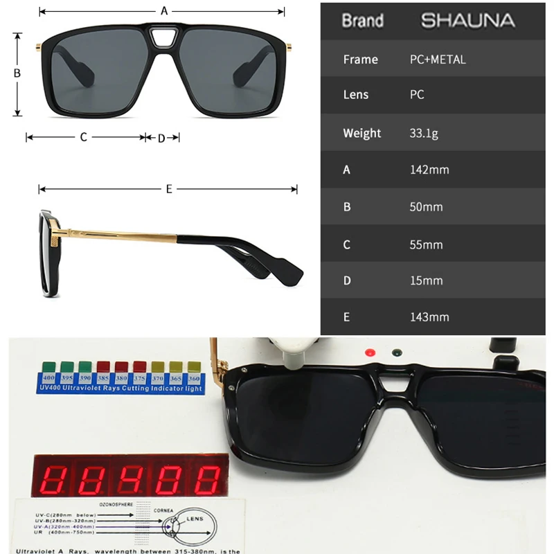 SHAUNA Retro Double Bridges Men Pilot Sunglasses Shades UV400 Fashion Rivets Women Gradient Sun Glasses - Image 5
