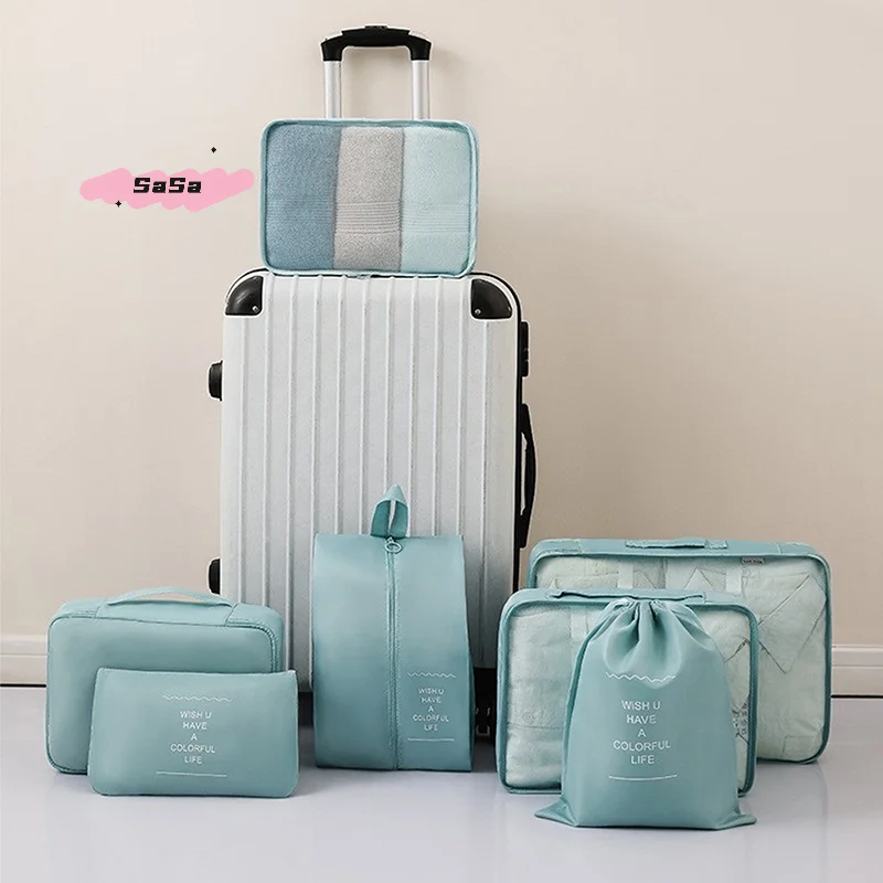 Digital Toiletries Organizer & Travel Packing Cubes Set – 7-Piece Folding Storage Solution