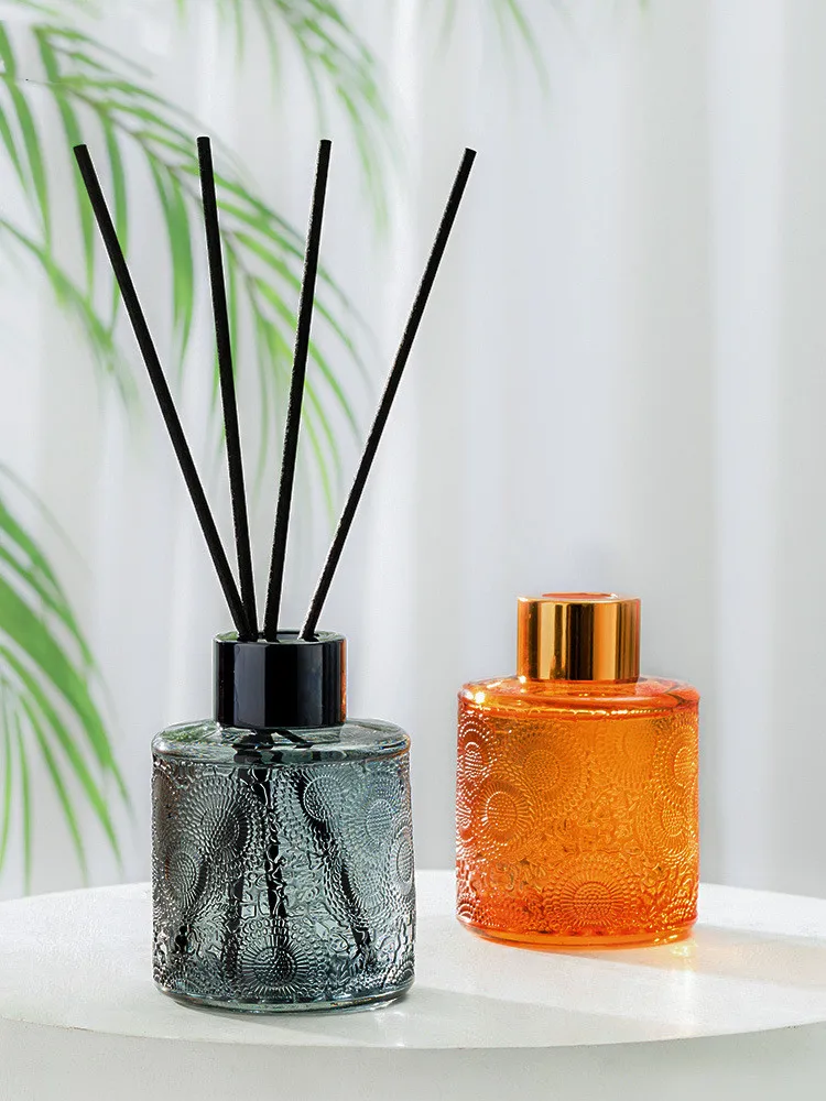 Aromatherapy Glass Bottle, Reed Diffuser Bottle, Color Engraved Perfume Fire-free Rattan, Living Room Decor, 100ml
