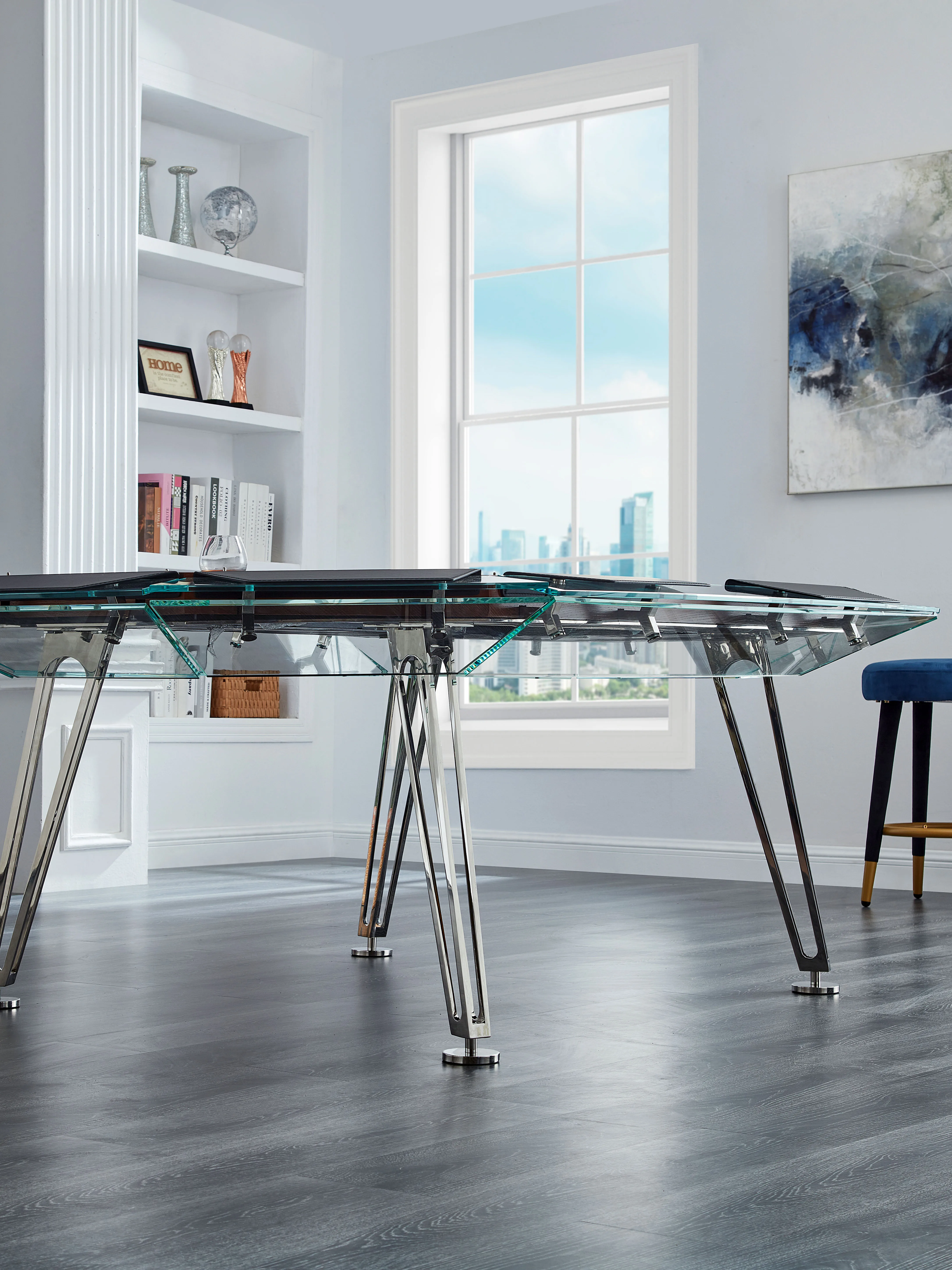 Italian luxury multi-position chips acrylic crystal glass high-end Texas Hold 'em poker table