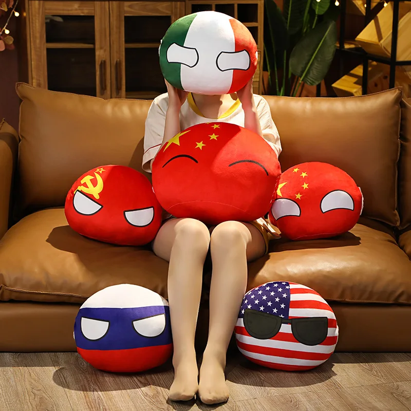 10-40cm Kawaii Polandball Plush Toy Doll Stuffed Country Ball UN