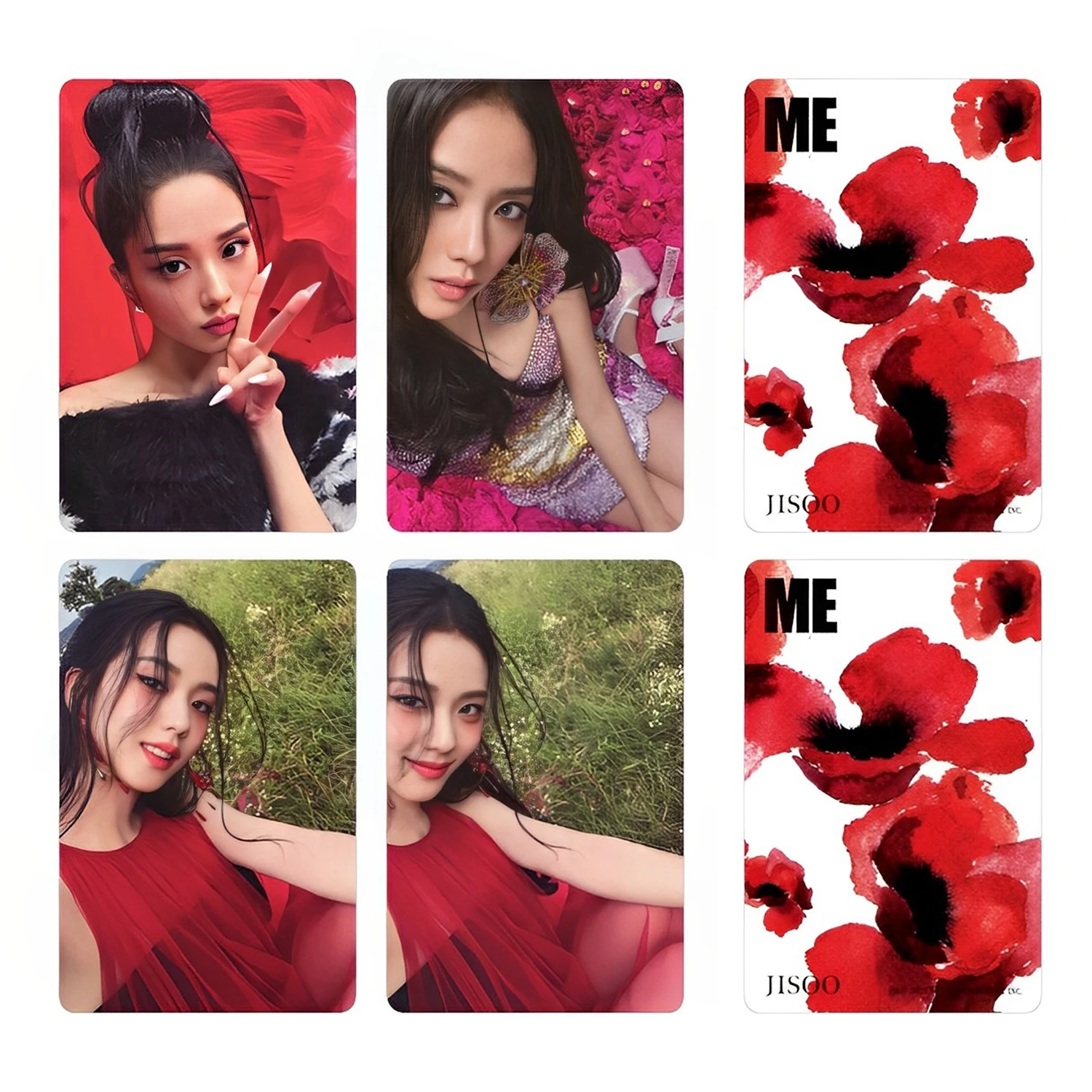 KPOP Kim JISOO FIRST SINGLE ALBUM ME Photocards Flower Red Black