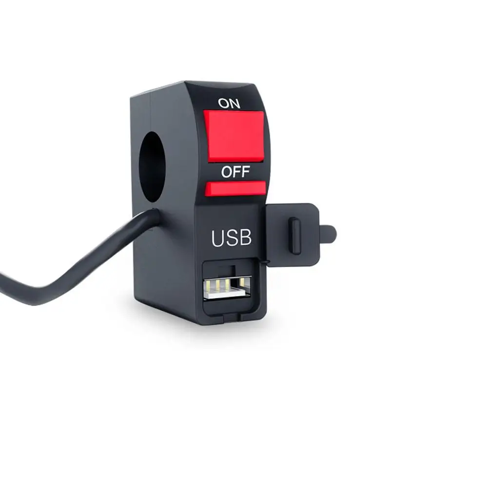 Universal Motorcycle Handlebar Start Flameout Switch On Off Button With Usb Charger Headlight Indicator Switch For ATVs Scooters headlight switch