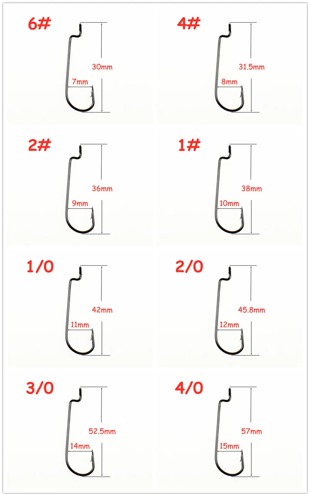 Description Picture 4 of item50pcs or 100pcs Soft Baits Offset Fishhook Bass Barbed Carp Fishing Hook For Soft Bait set