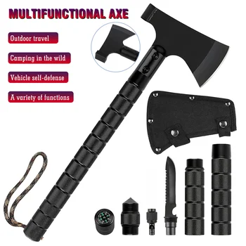 Foldable Tactical Axe Outdoor Multifunctional Survival Axe Hunting Hatchet Camping Self-Defense Tools Gardening Axe Accessories 1