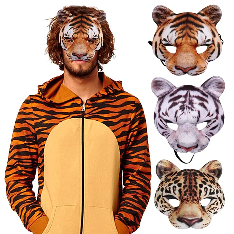 2023-2024 3D Animal Mask Halloween Masquerade Ball Masks Tiger Pig Half Face Mask Party Carnival Fancy Dress Costume Puntelli