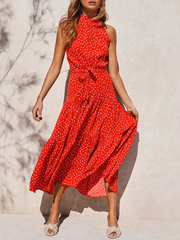 ETCYY - Vestidos De Verano Para Mujer 2024 Con Estampado Floral Bohemio, Cuello Redondo, Sin Mangas, Con Bolsillos, Flower67, M