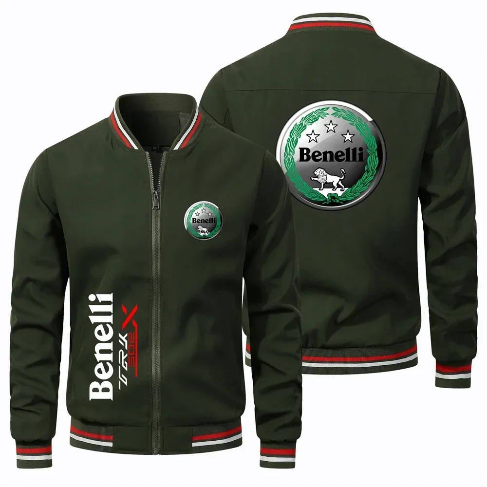 Men's Fashionable Bomb Jacket with Benelli Motorcycle for Spring Outdoor Leisure Windproof Oversized Men's Clothing New