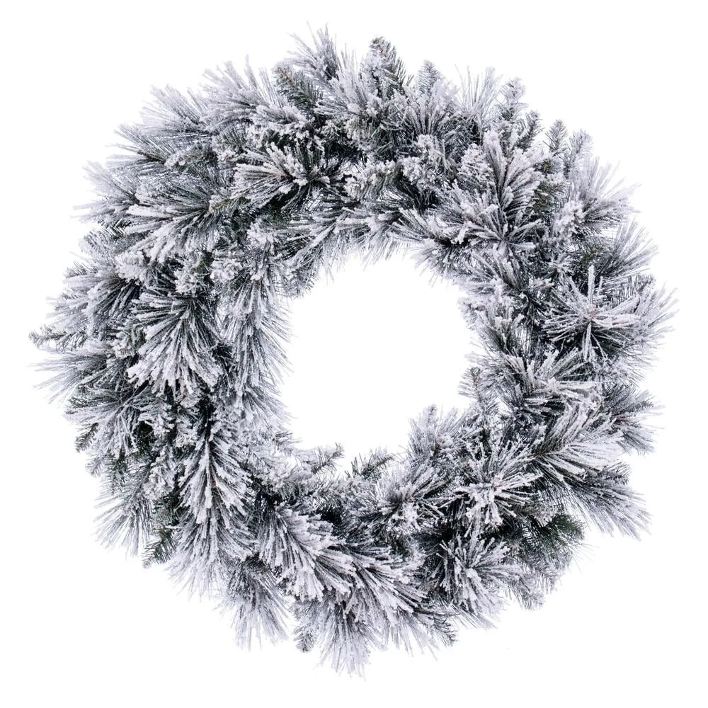 

30" Flocked Jackson Pine Artificial Unlit Wreath With 165 Realistic Hardneedle/PVC Tips Freight Free Christmas Decoration Party