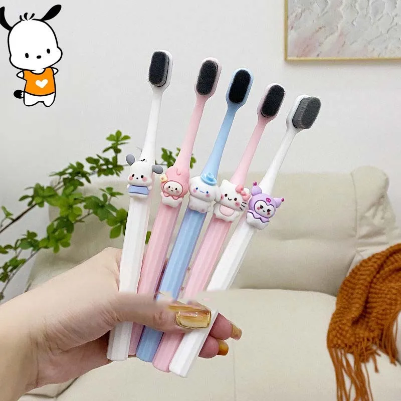 

Sanrio Мягкая зубная щетка Hello Kitty Kuromi Cinnamoroll пары мультфильм аниме Kawaii супер студент домашняя Мелодия почтовая зубная щетка