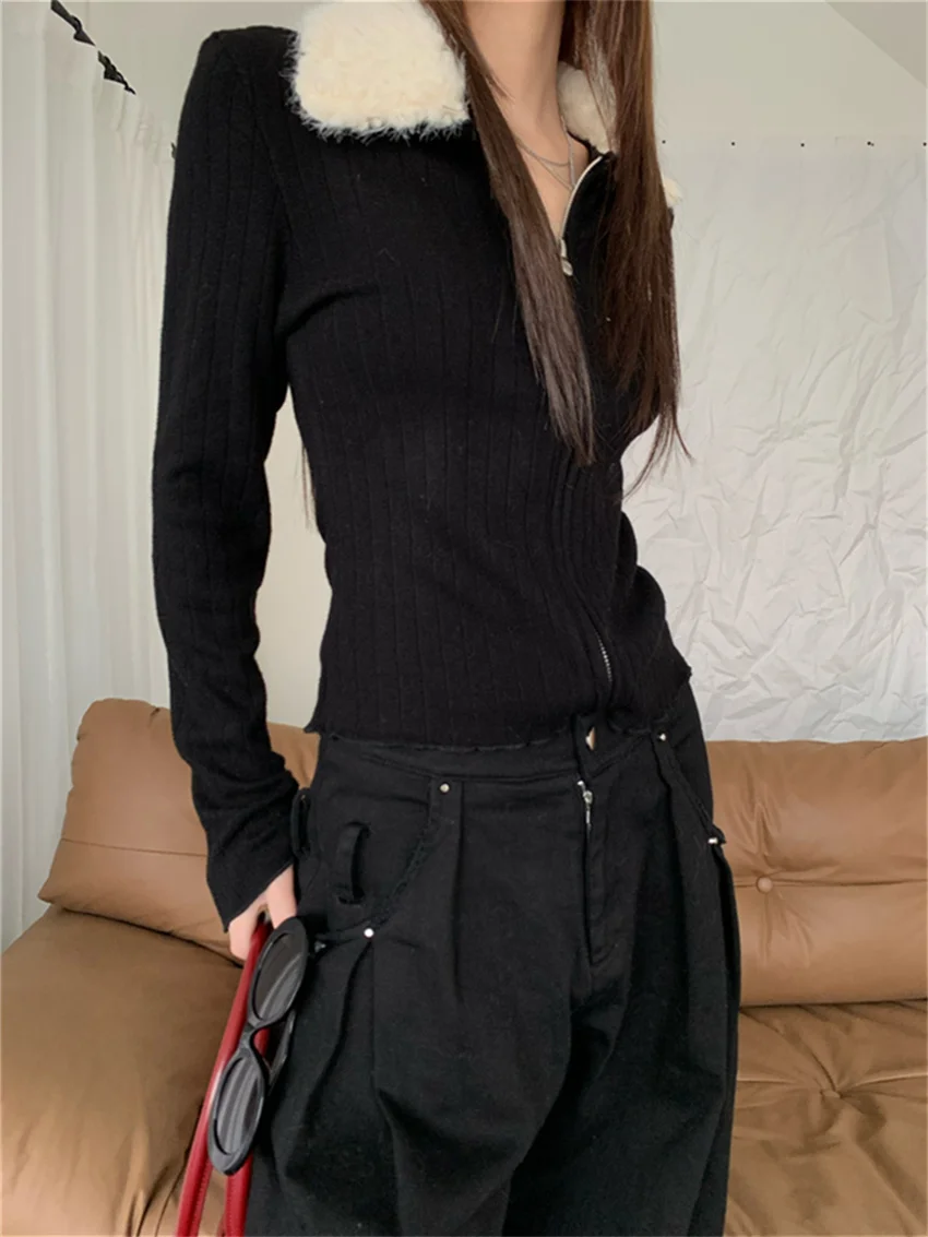 

Женский трикотажный свитер Alien Kitty, универсальный облегающий вязаный жакет в офисном стиле, повседневная одежда с длинным рукавом, весна 2024