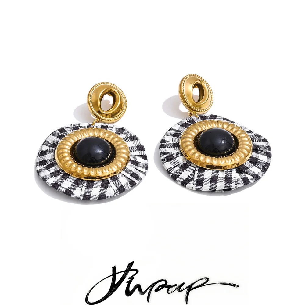 Yhpup Handmade Round Drop Earrings Stainless Steel Accessories