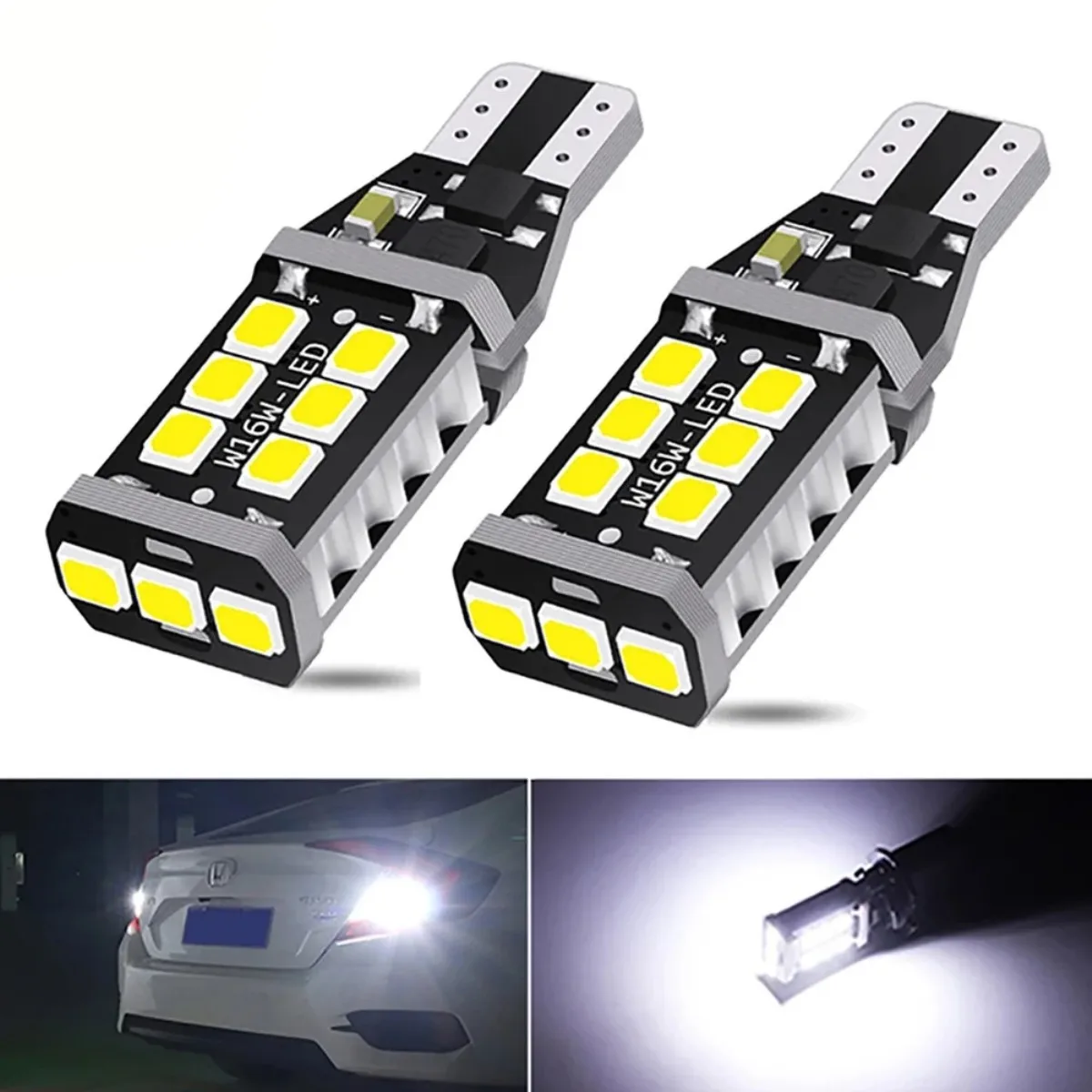 

Direal 2PCS T15 W16W LED Bulb Canbus Super Bright 6500K White 2835 SMD 921 912 T16 902 LED Lights For Car Back Reversing Light