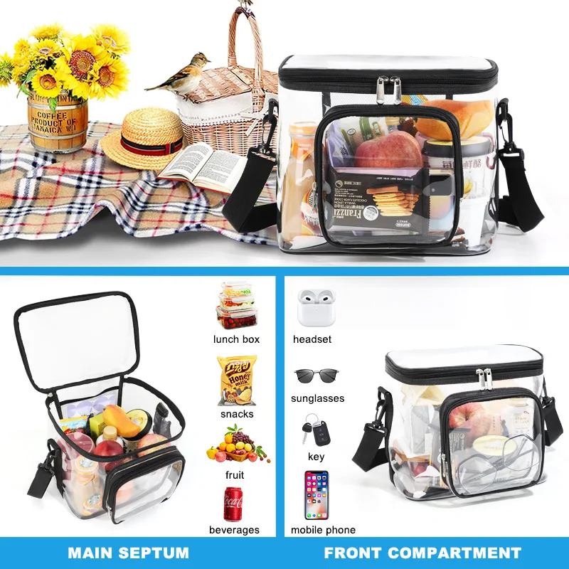 transparent 15L Picnic Bag square large capacity Men Women Lunch Bag Office Outdoor Camping Picnic Beach storage bag Waterproof